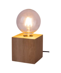 LAMPADA DA TAVOLO ONLI "FOFI" QUADRATA LEGNO DI ROVERE, E27